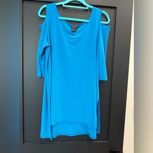 Clara Sunwoo Vibrant Turquoise Blue Cold Shoulder Tunic